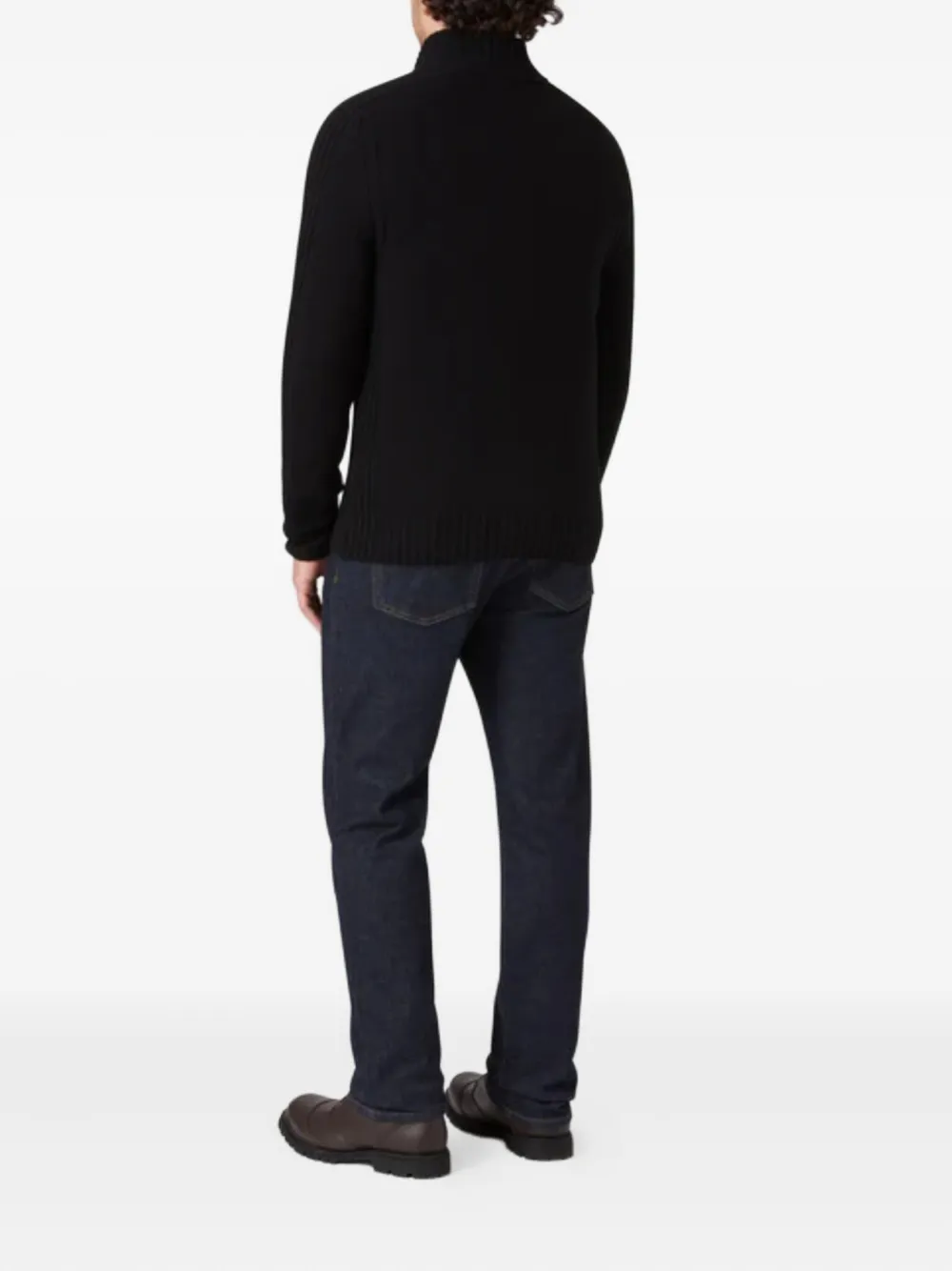 Belstaff Ribbed-knit Half-zip Sweater In Black