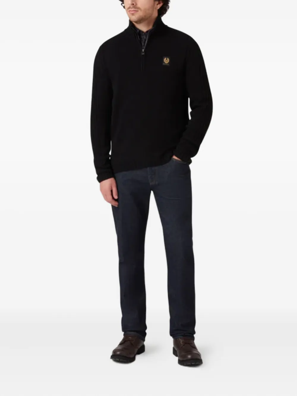 Belstaff ribbed-knit half-zip sweater - Zwart