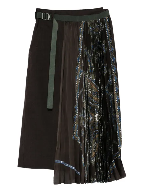 sacai paisley-print panelled midi skirt