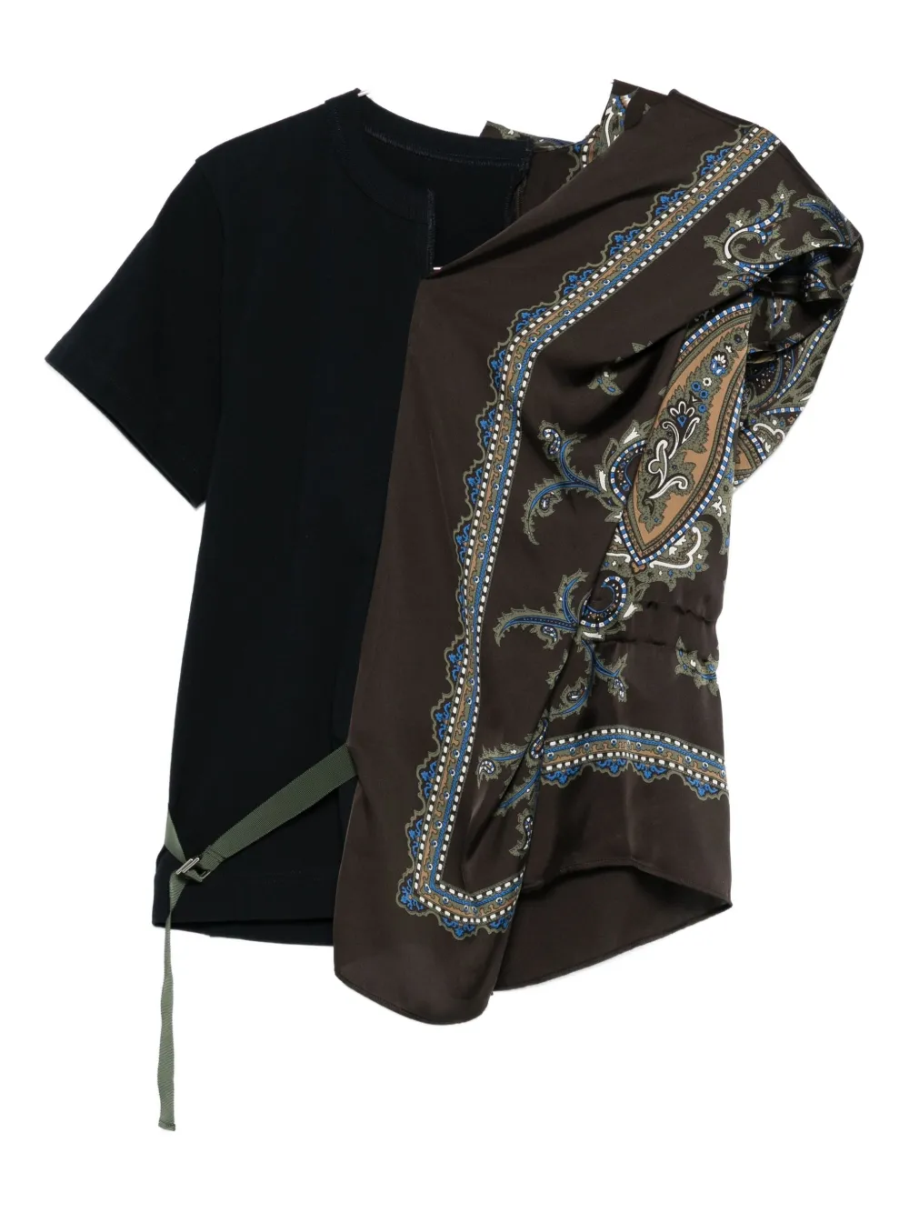 Sacai Paisley-print Panel Top In Black