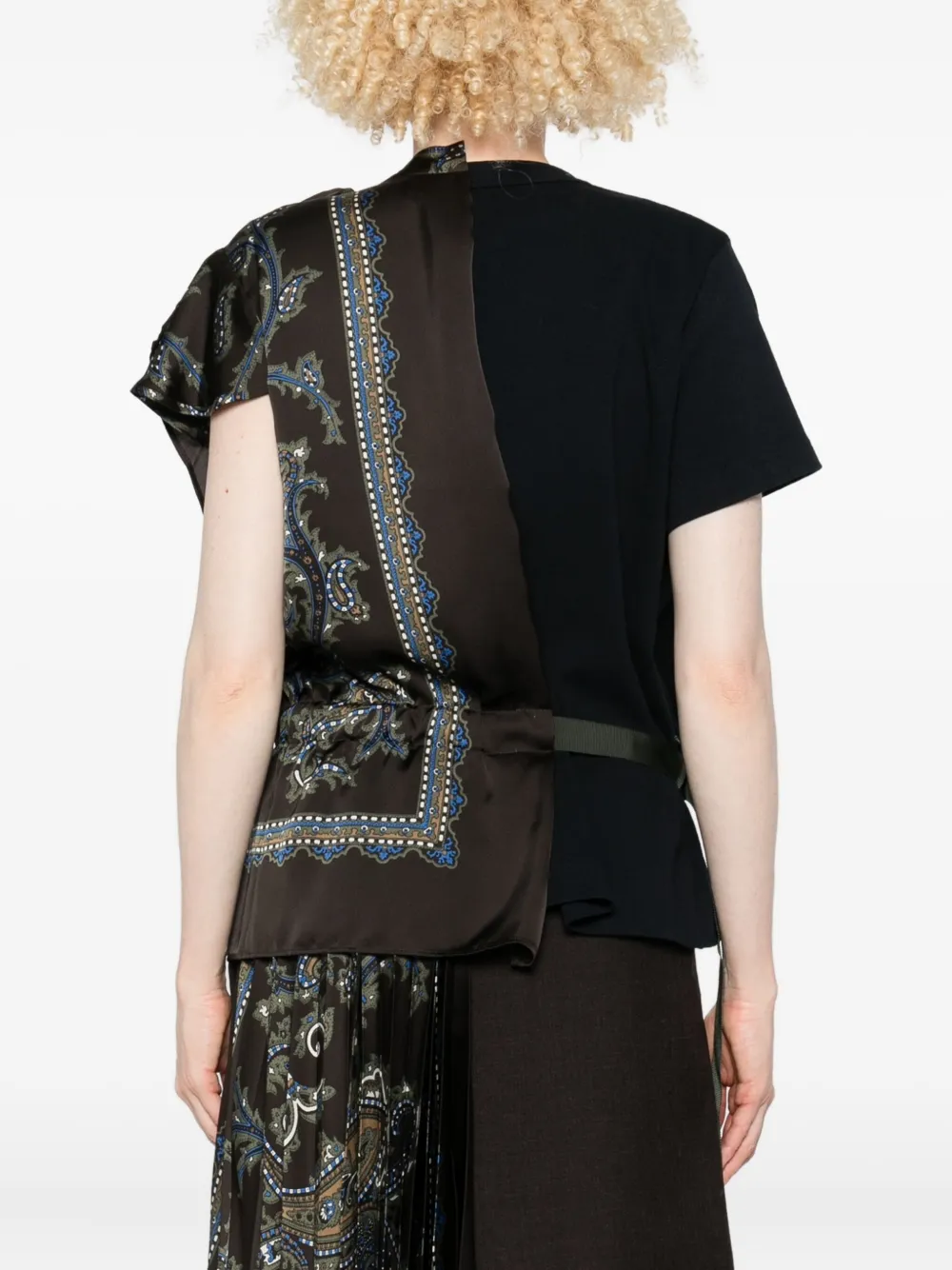Sacai Paisley-print Panel Top In Black