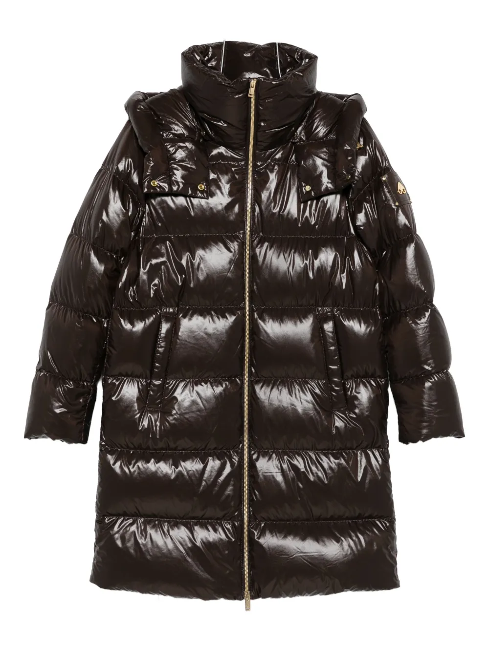 Moose Knuckles Hooded Zip Coat In Brown