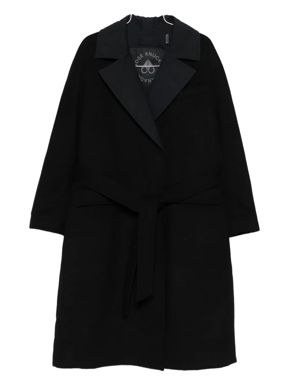 Moose Knuckles Belted Coat In Black