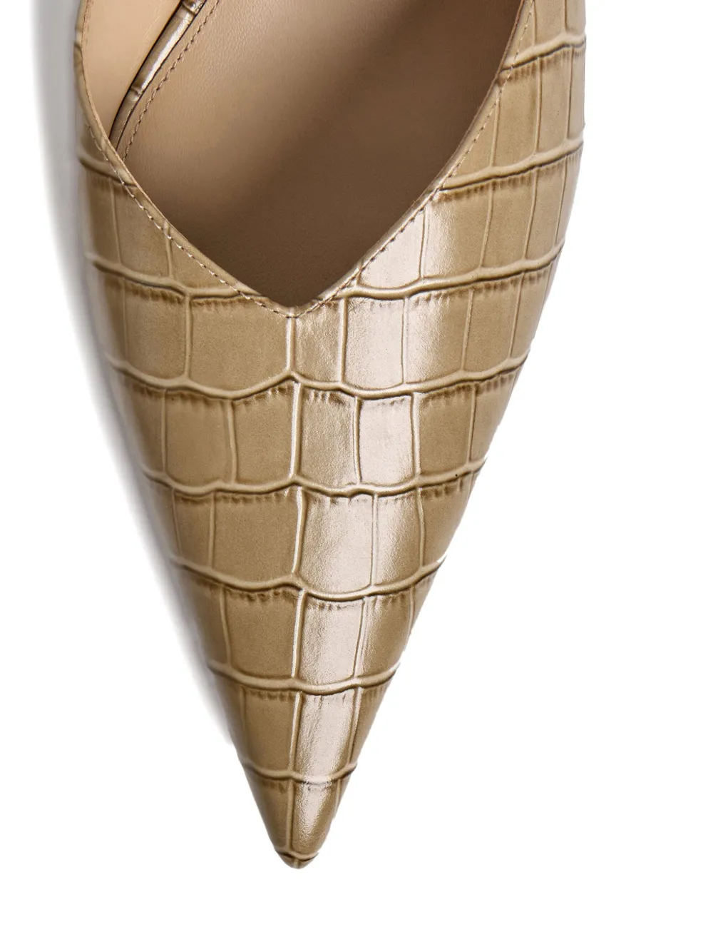 12 Storeez 40mm Crocodile-embossed Pointed-toe Mules In Neutral