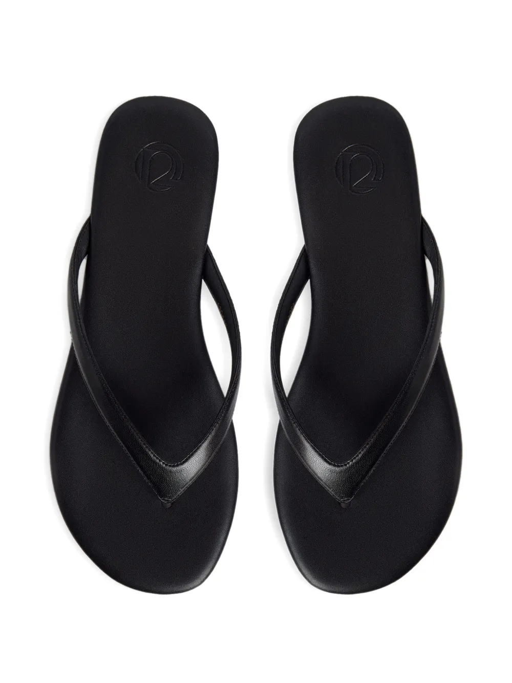 12 STOREEZ Leren teenslippers Zwart