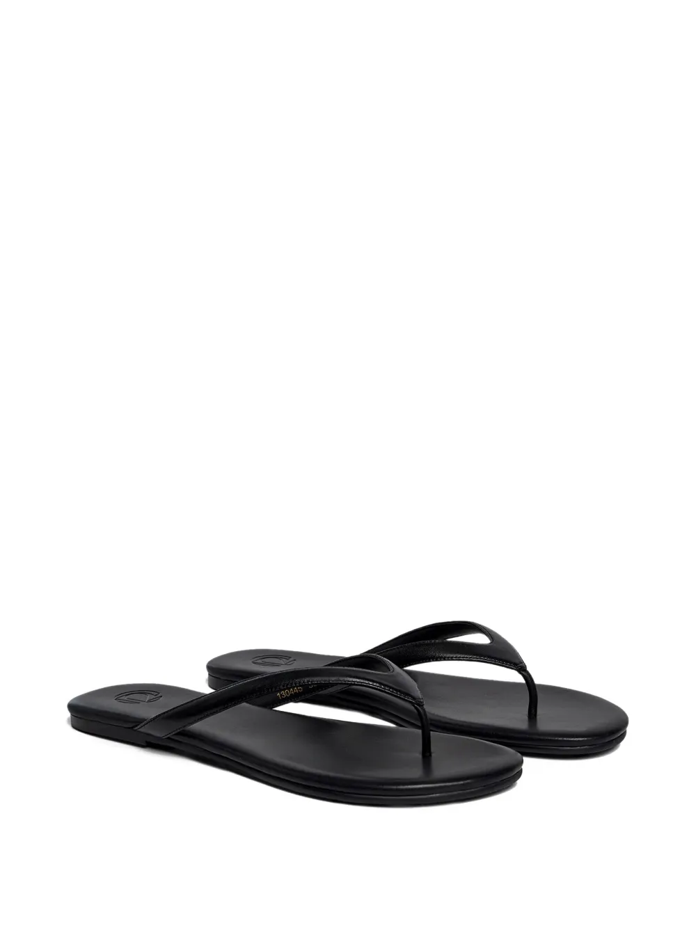 12 STOREEZ Leren teenslippers Zwart