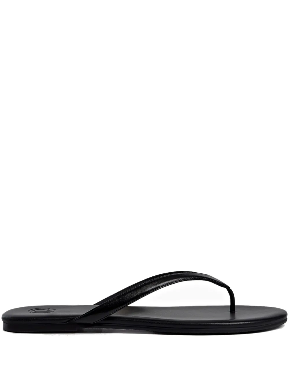 12 STOREEZ Leren teenslippers Zwart