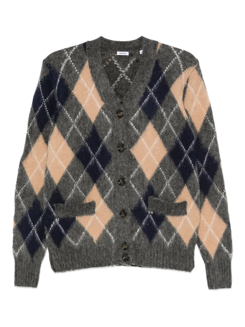ASPESI argyle-pattern pocket cardigan | Grey | Image 1