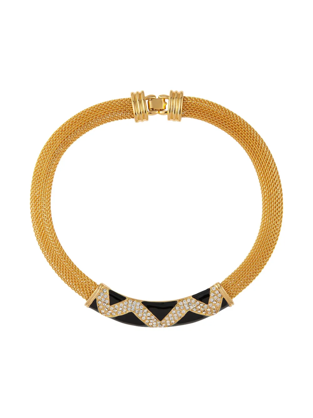 Pre-owned Monet 1980s Crystal-embellished Necklace In Gold