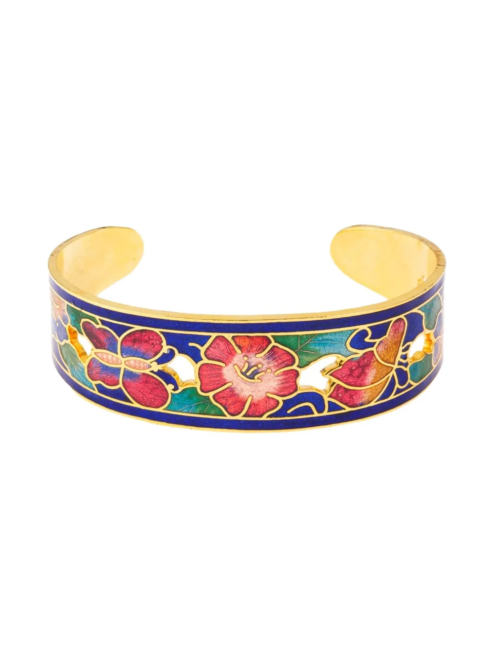 Pre-owned Susan Caplan Vintage 1980s Cloisonné-embellished Cuff Bracelet In Blue