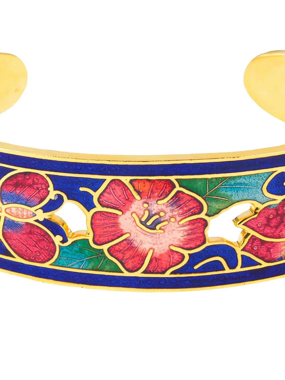 Pre-owned Susan Caplan Vintage 1980s Cloisonné-embellished Cuff Bracelet In Blue