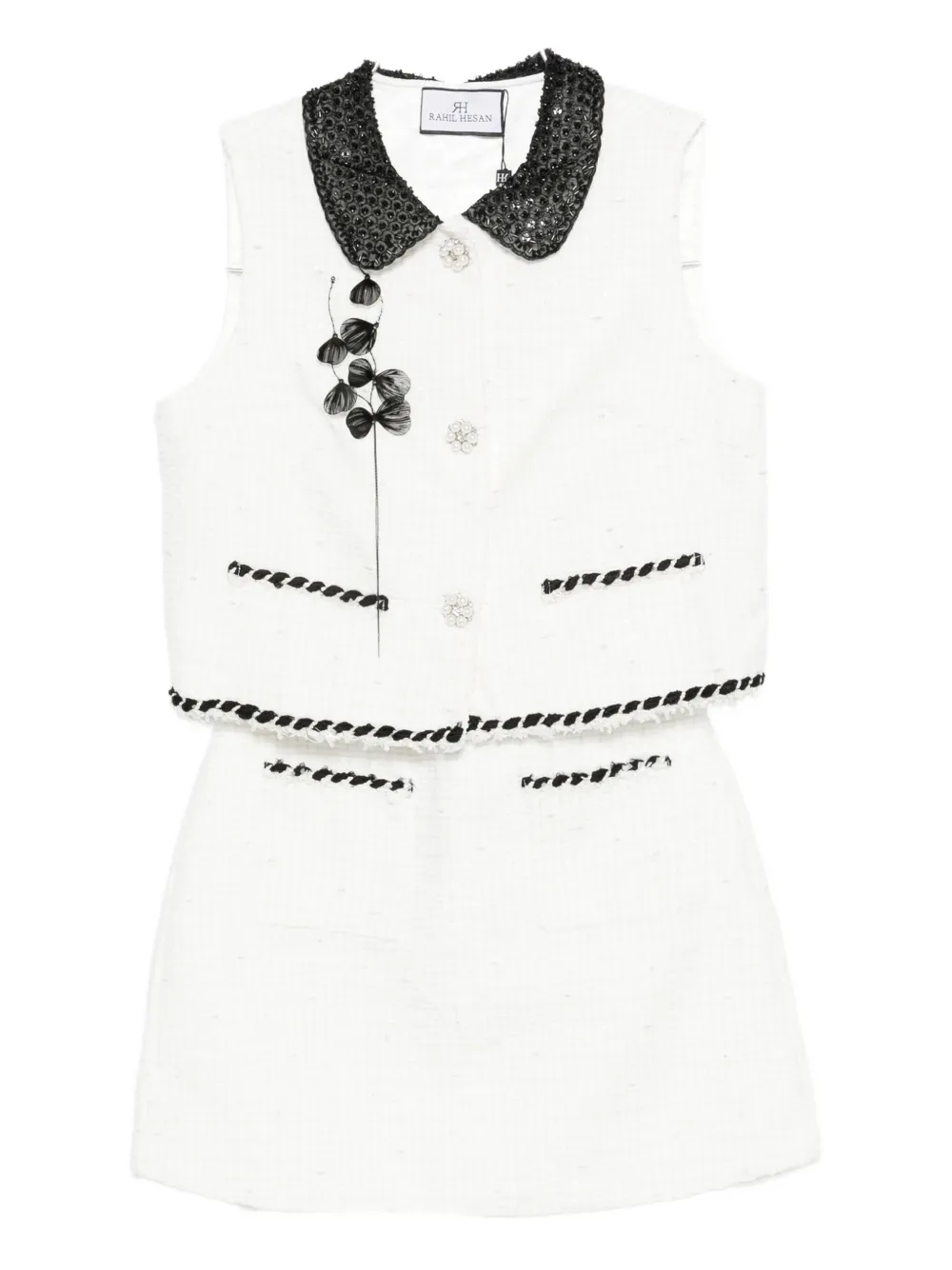 Rahil Hesan Two-tone Playsuit In White