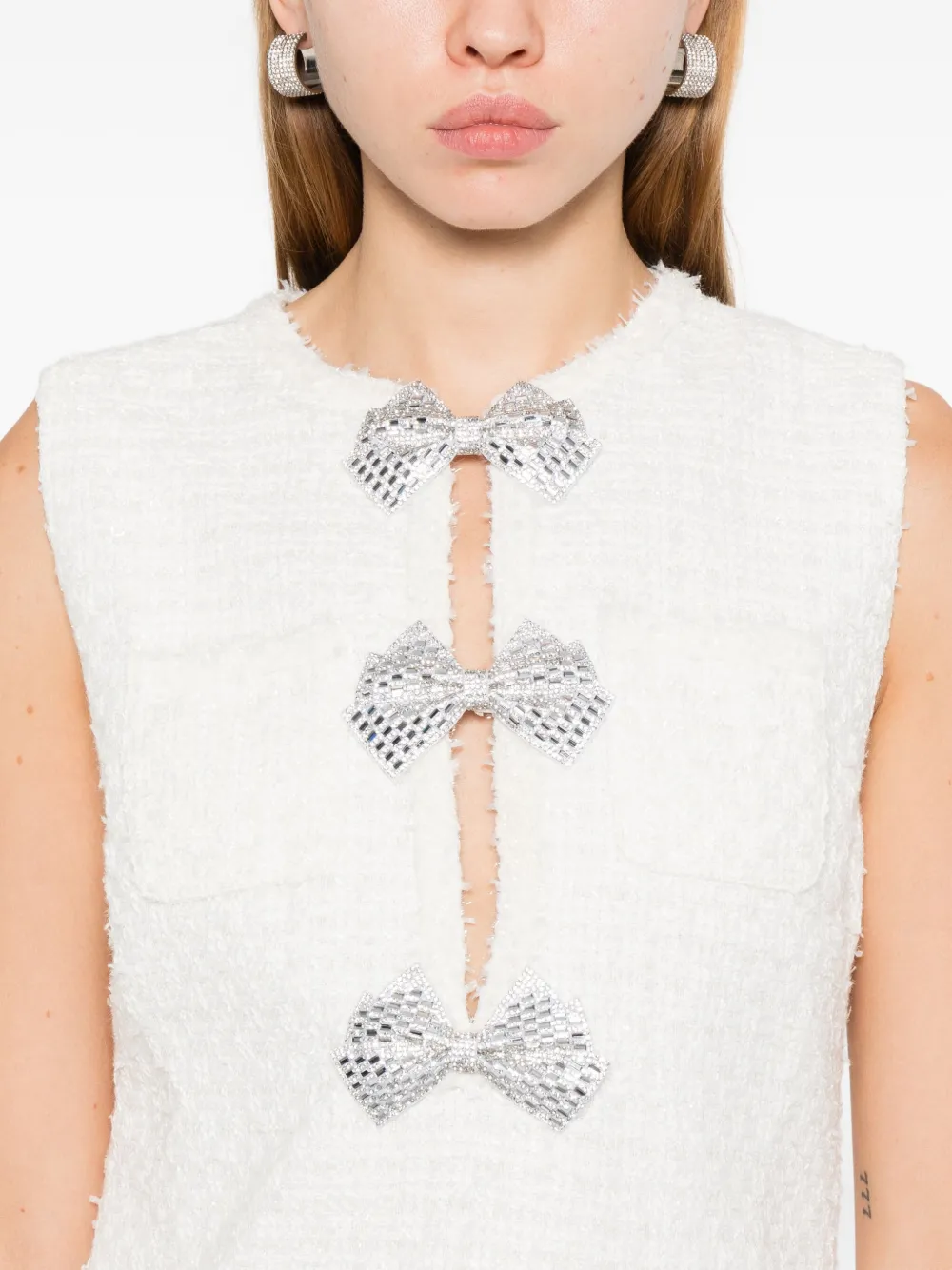 Rahil Hesan Crystal-embellished Sleeveless Dress In White