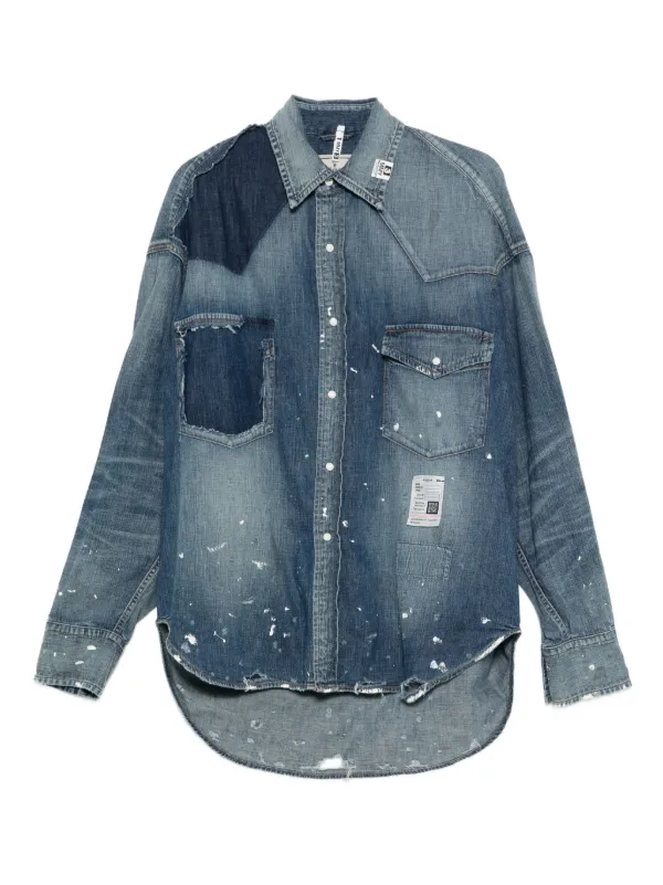 Maison MIHARA YASUHIRO パッチワーク デニムシャツ | ブルー