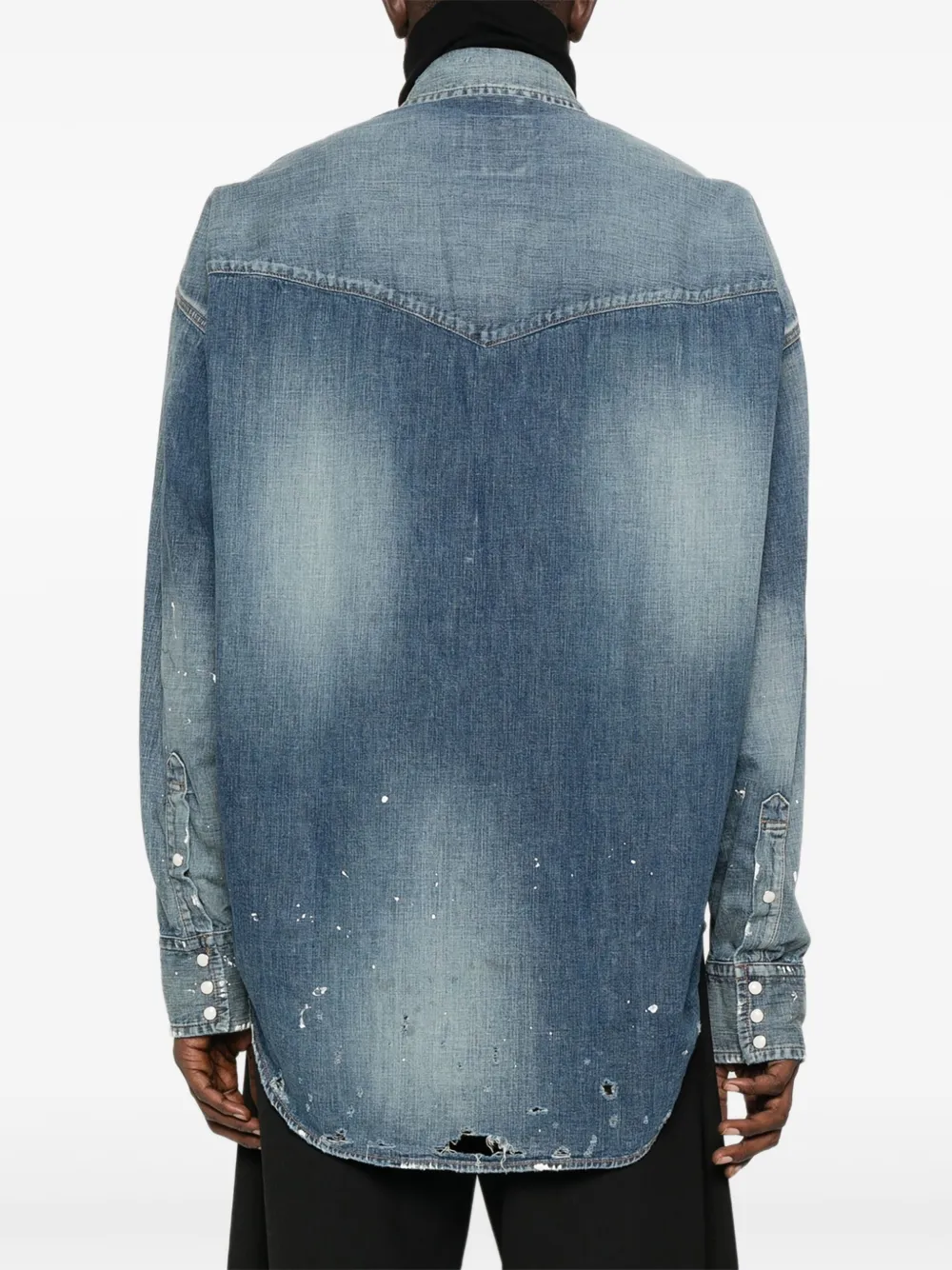 Maison MIHARA YASUHIRO Denim overhemd met patchwork Blauw