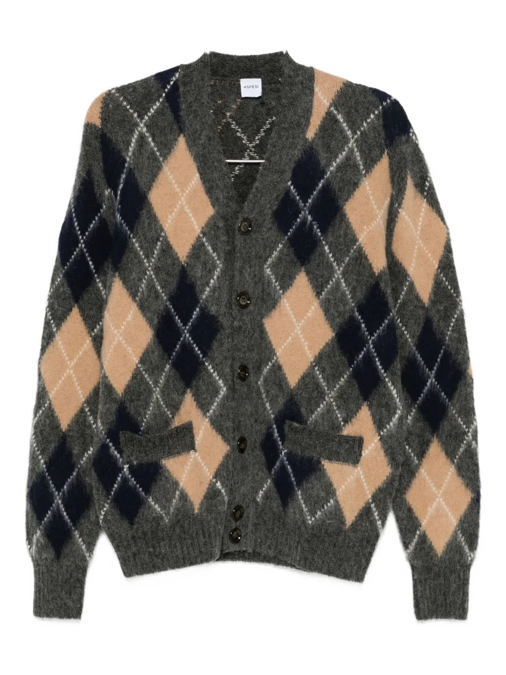 Aspesi Argyle-pattern Cardigan In Black