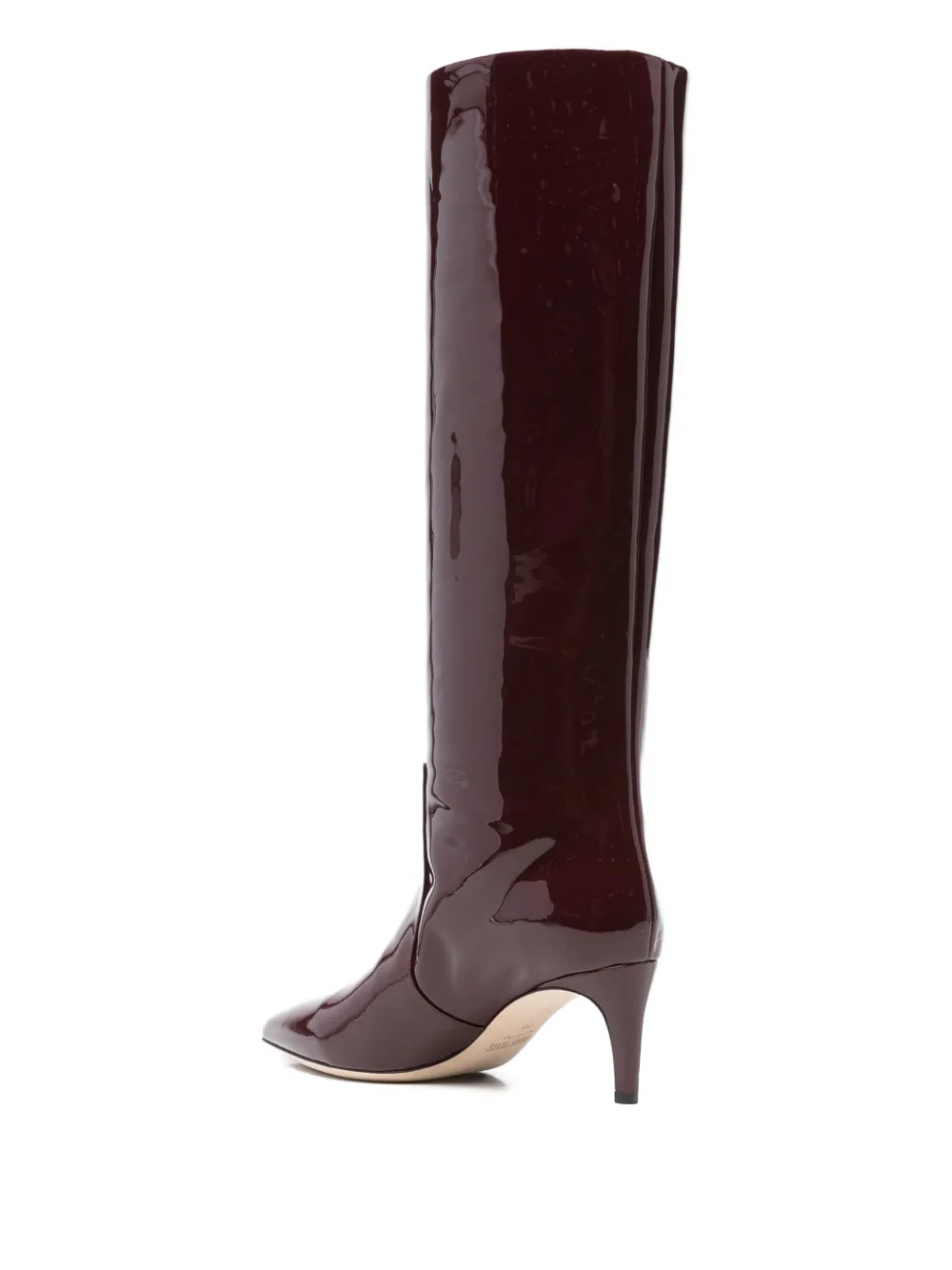 Paris Texas Knee High Stiletto Heel Boots In Burgundy