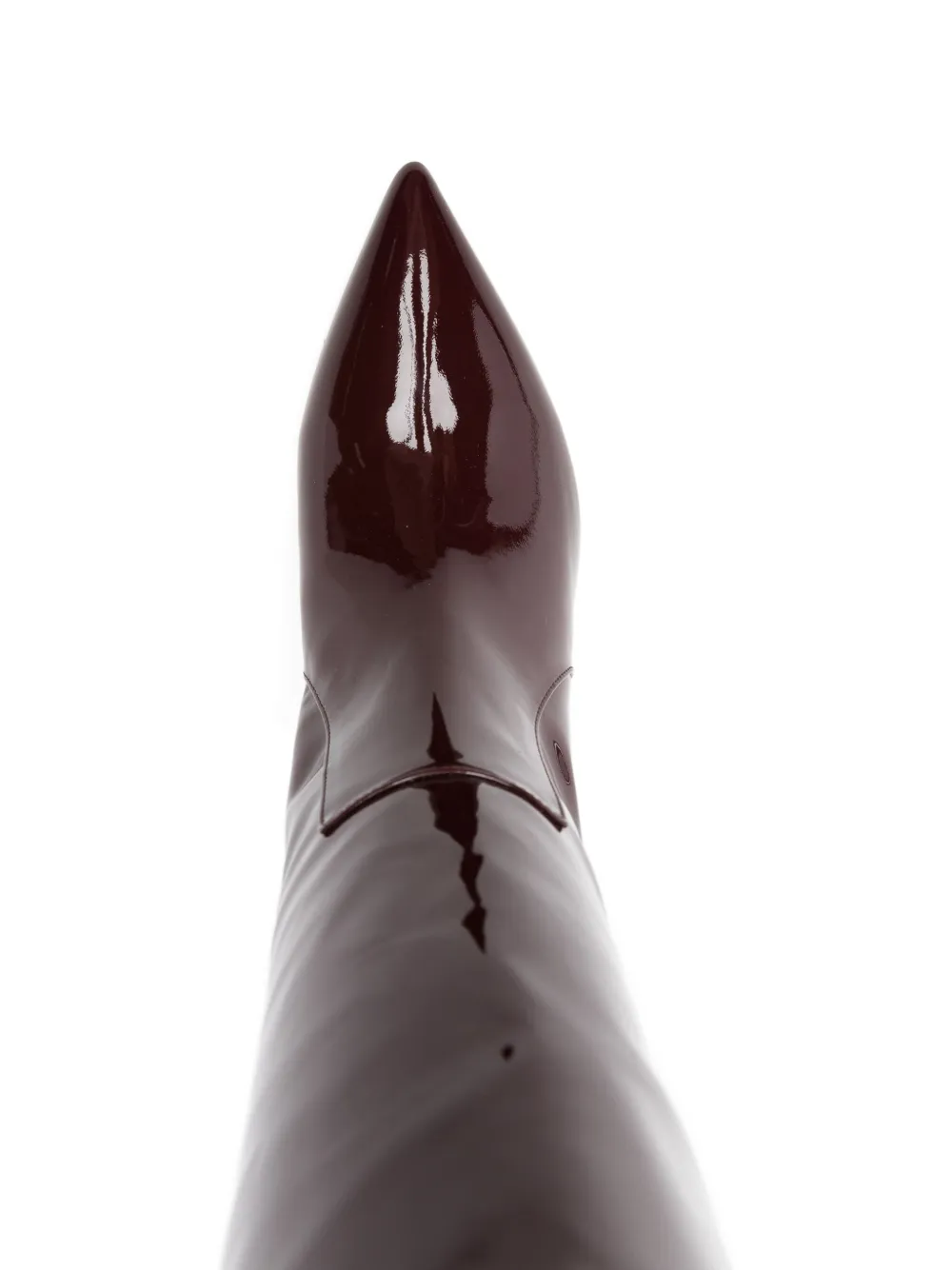 Paris Texas Knee High Stiletto Heel Boots In Burgundy