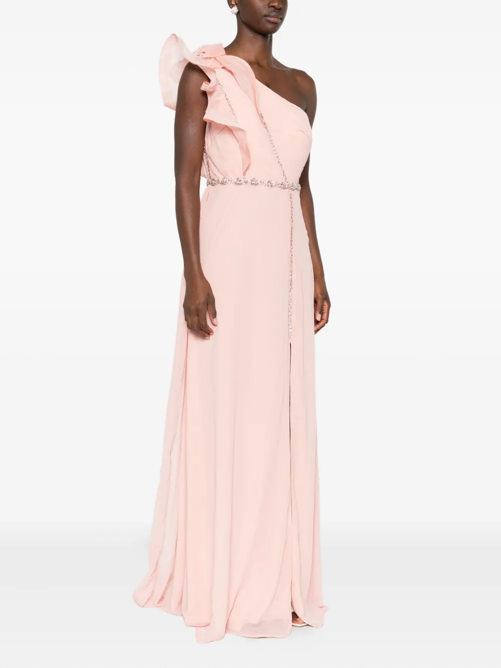Rahil Hesan Ruffled Maxi Gown In Pink