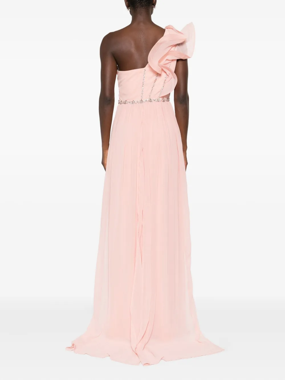 Rahil Hesan Ruffled Maxi Gown In Pink