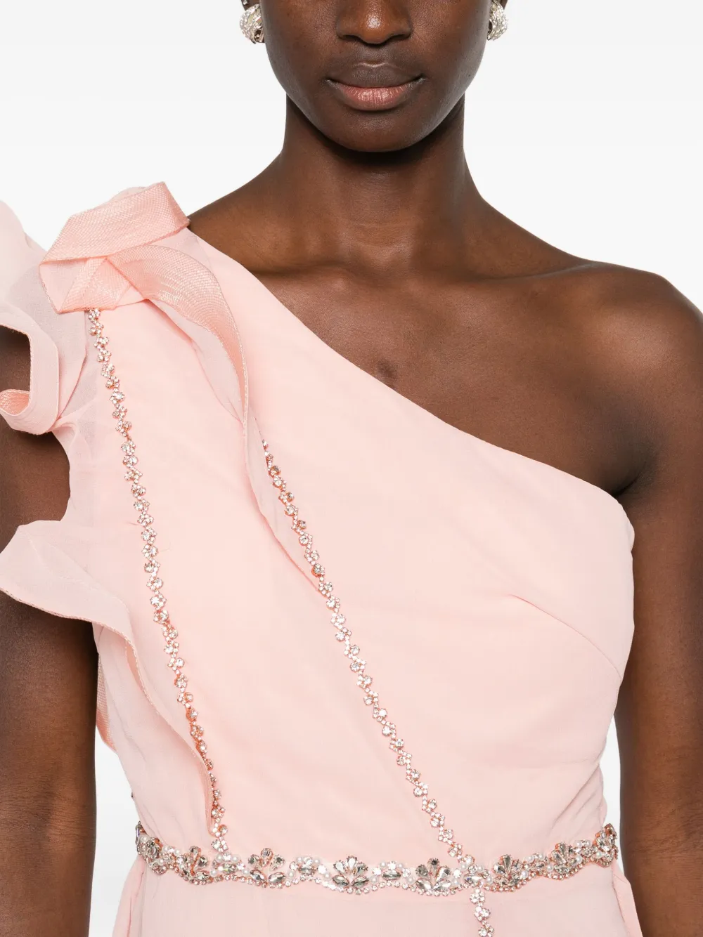 Rahil Hesan Ruffled Maxi Gown In Pink