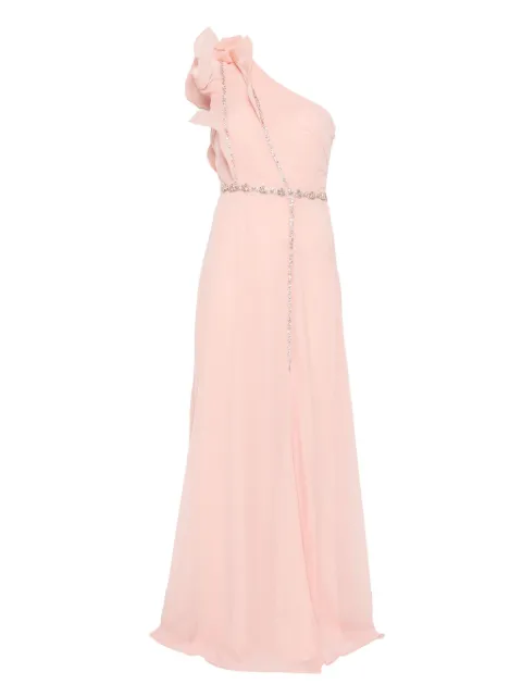 Rahil Hesan  vestido de fiesta largo con volantes