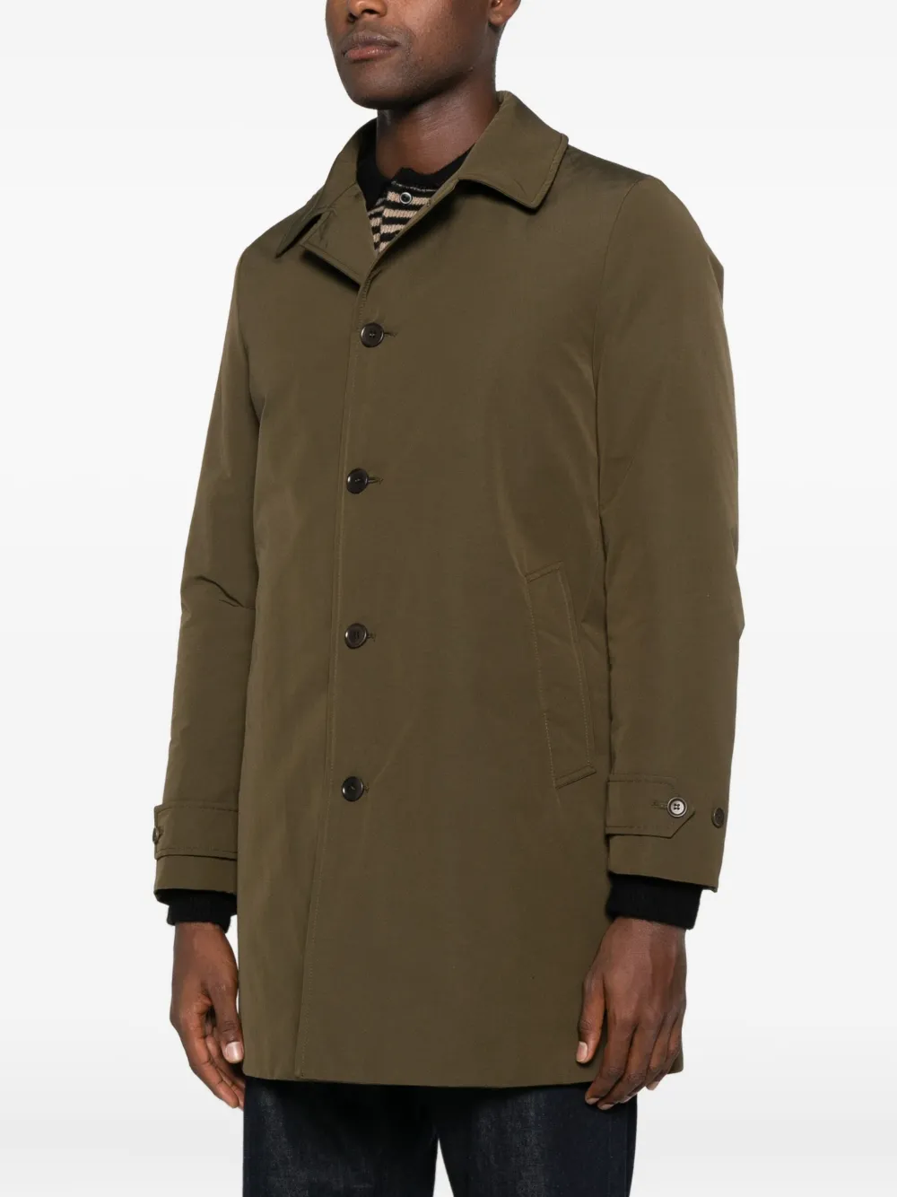 Aspesi Buttoned Cotton Coat In Green