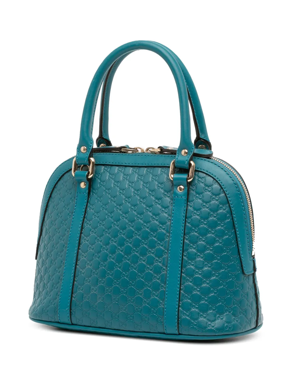 Pre-owned Gucci 2016-2025 Mini Microssima Dome Satchel In Blue