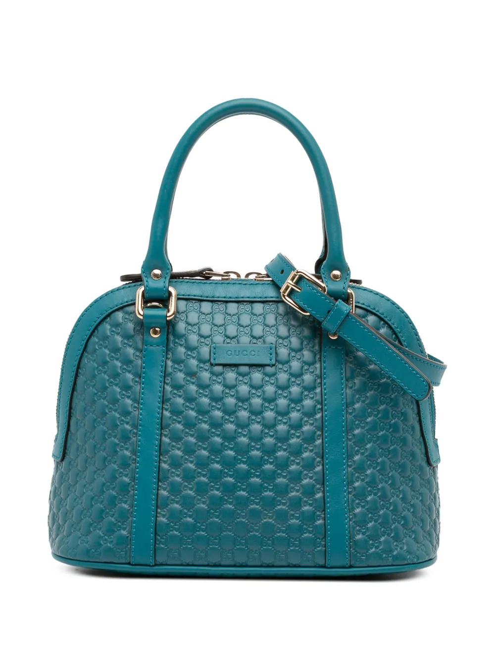Pre-owned Gucci 2016-2025 Mini Microssima Dome Satchel In Blue
