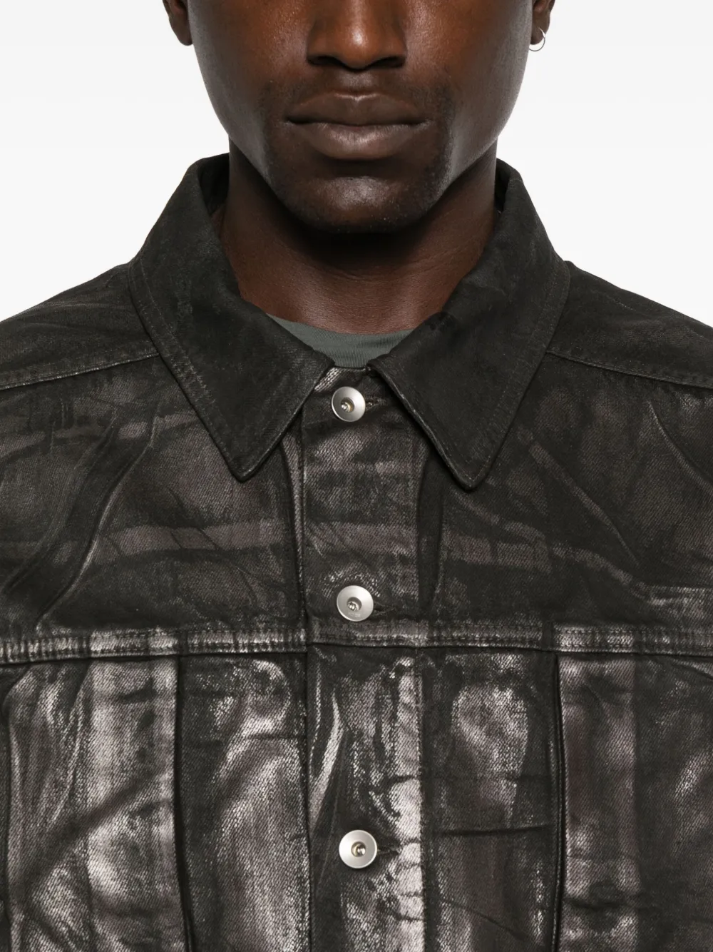 Rick Owens Drkshdw Jumbo Metallic-effect Denim Jacket In Black