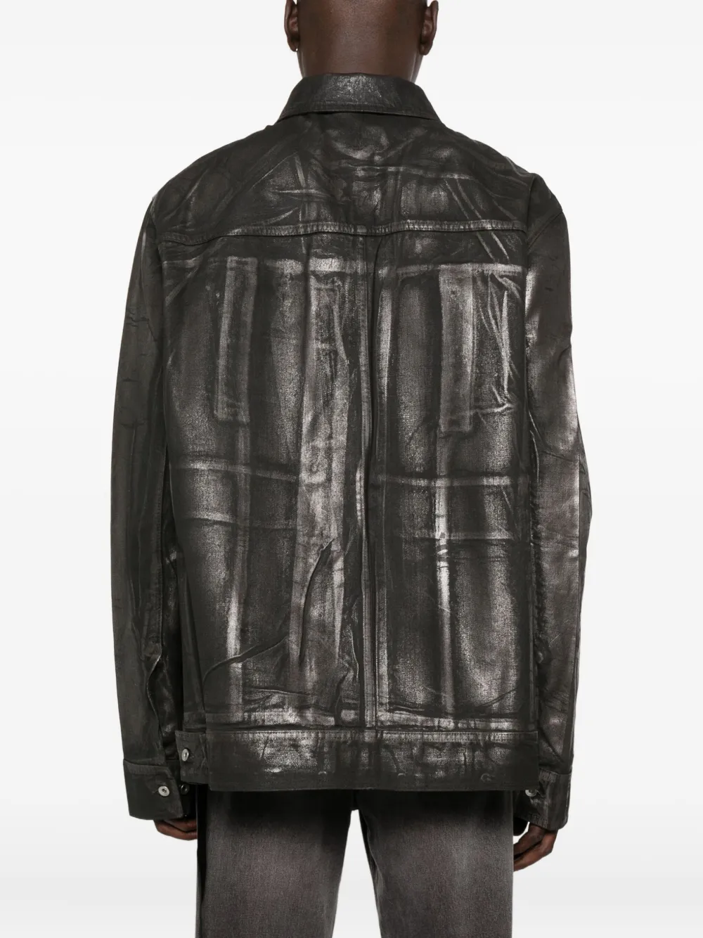 Rick Owens Drkshdw Jumbo Metallic-effect Denim Jacket In Black