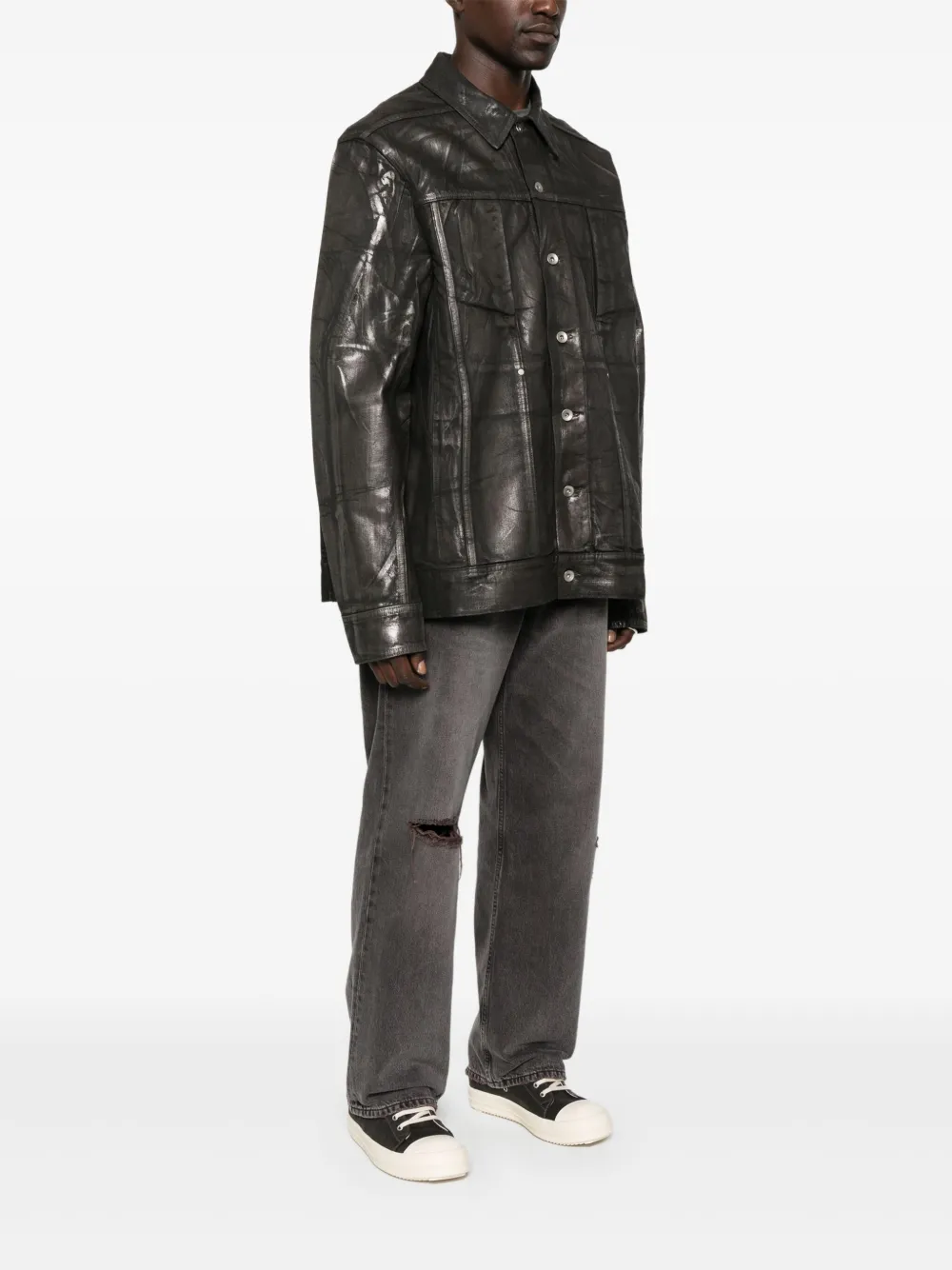 Rick Owens DRKSHDW Jumbo denim jack met metallic-effect Zwart