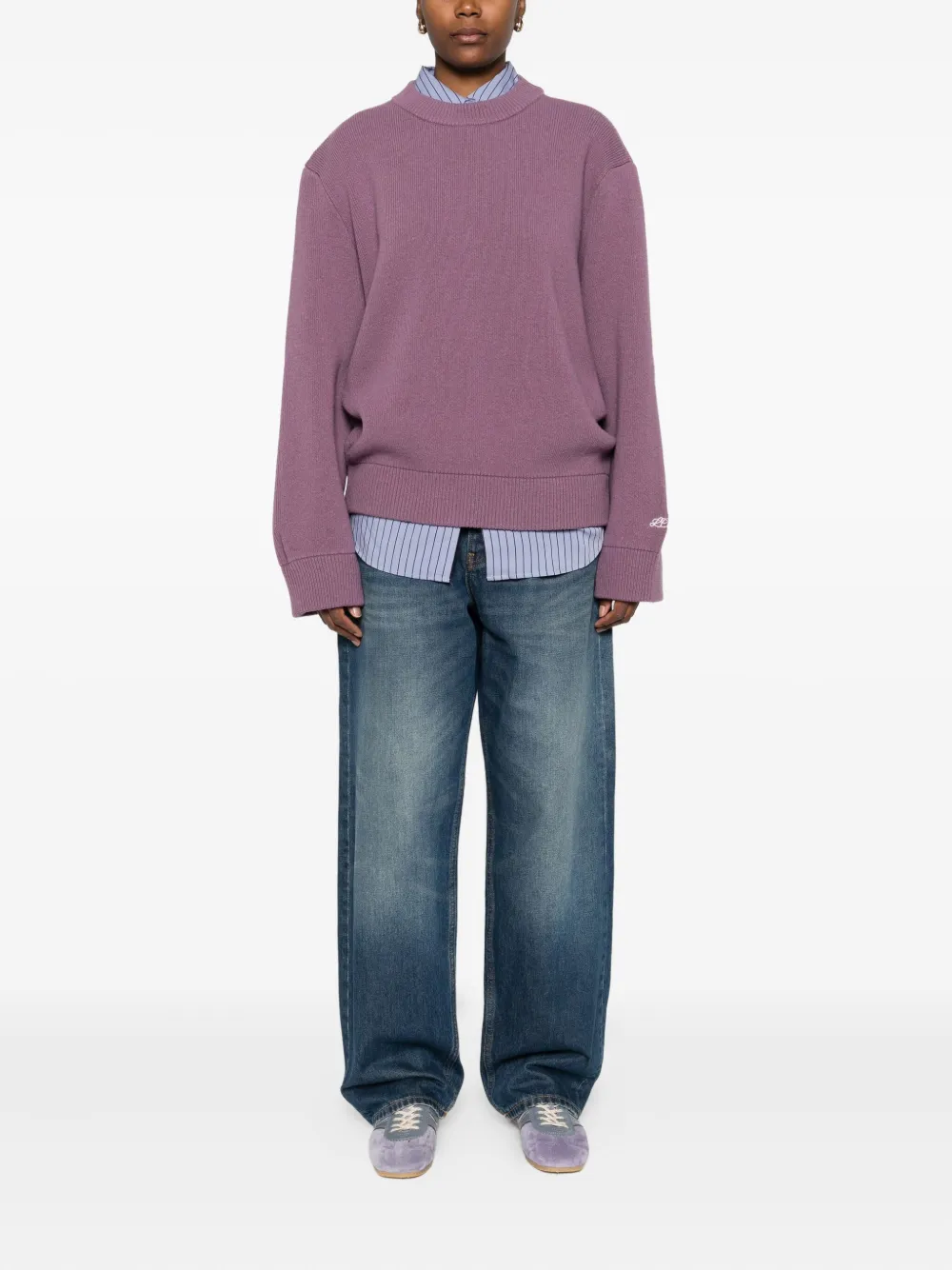 Lc23 Ribbed Crew-neck Sweater In Purple