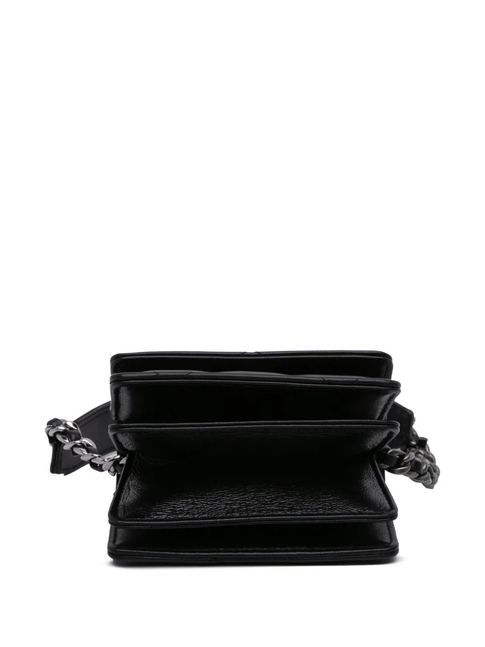 Pre-owned Chanel 2021 Lambskin 19 Flap Coin Purse With Chain Crossbody Bag In Black