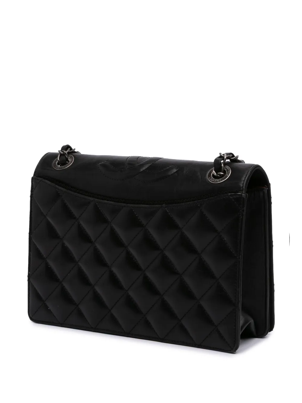 Pre-owned Chanel 2015-2016 Medium Quilted Lambskin Ballerine Flap Crossbody Bag In Black