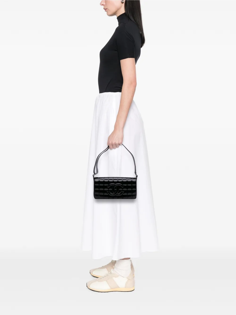 CHANEL Pre-Owned شنطة كتف 'تشوكليت بار' مصقولة بقلاب 2002-2003 | كلاسيكيات | Image 2