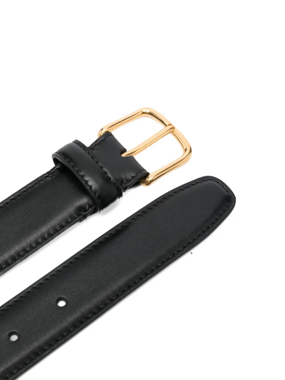 The Row square-buckle leather belt - Zwart