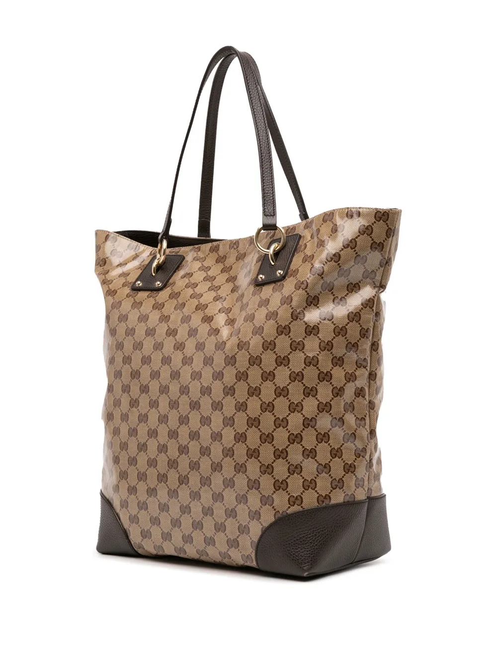 Pre-owned Gucci 2016-2025 Gg Charm Gg Crystal Tote Bag In Brown