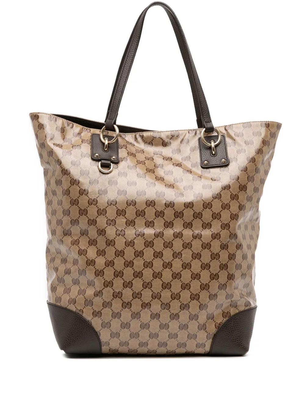 Pre-owned Gucci 2016-2025 Gg Charm Gg Crystal Tote Bag In Brown