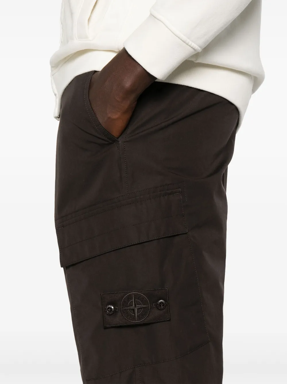 Stone Island Ghost Cotton-poplin Cargo Trousers In Brown