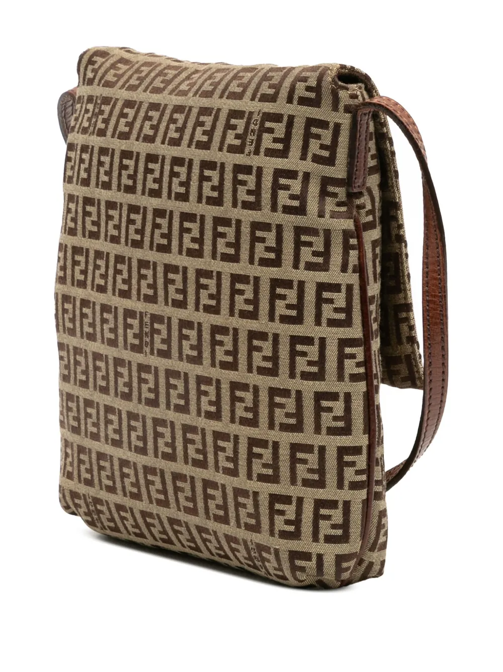 Pre-owned Fendi 2000-2010 Zucchino Canvas Crossbody Bag In Brown