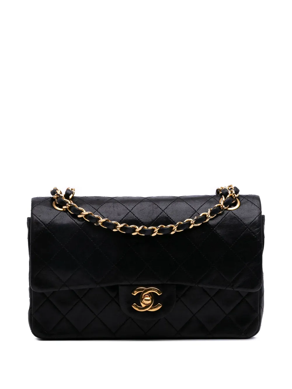 CHANEL Pre-Owned 1986-1988 スモール クラシック ラムスキン ダブルフラップ ショルダーバッグ - ブラック CHANEL Pre-Owned 1986-1988 スモール クラシック ラムスキン ダブルフラップ ショルダーバッグ - ブラック