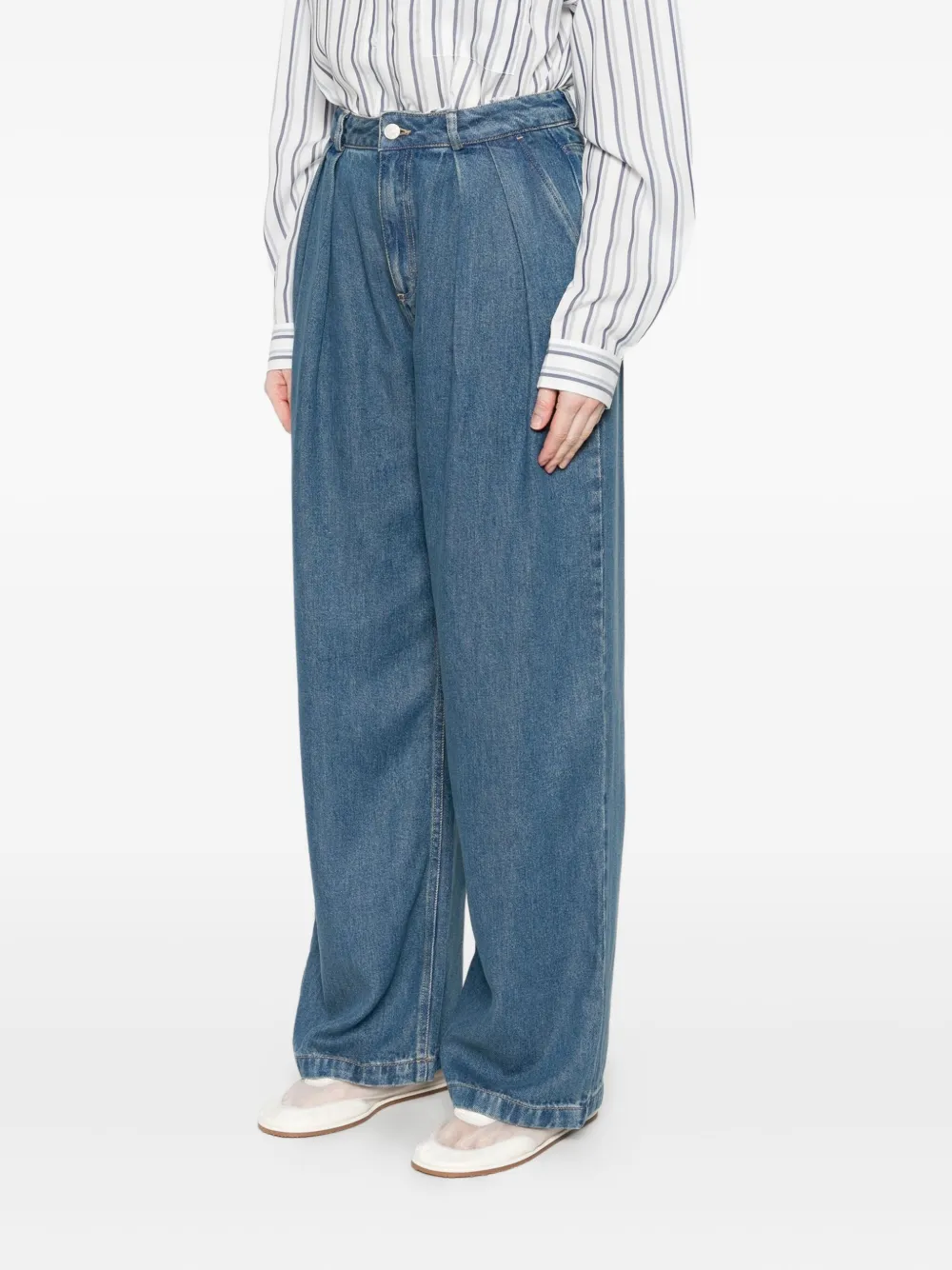 THE NEW SOCIETY Jeans met wijde pijpen Blauw