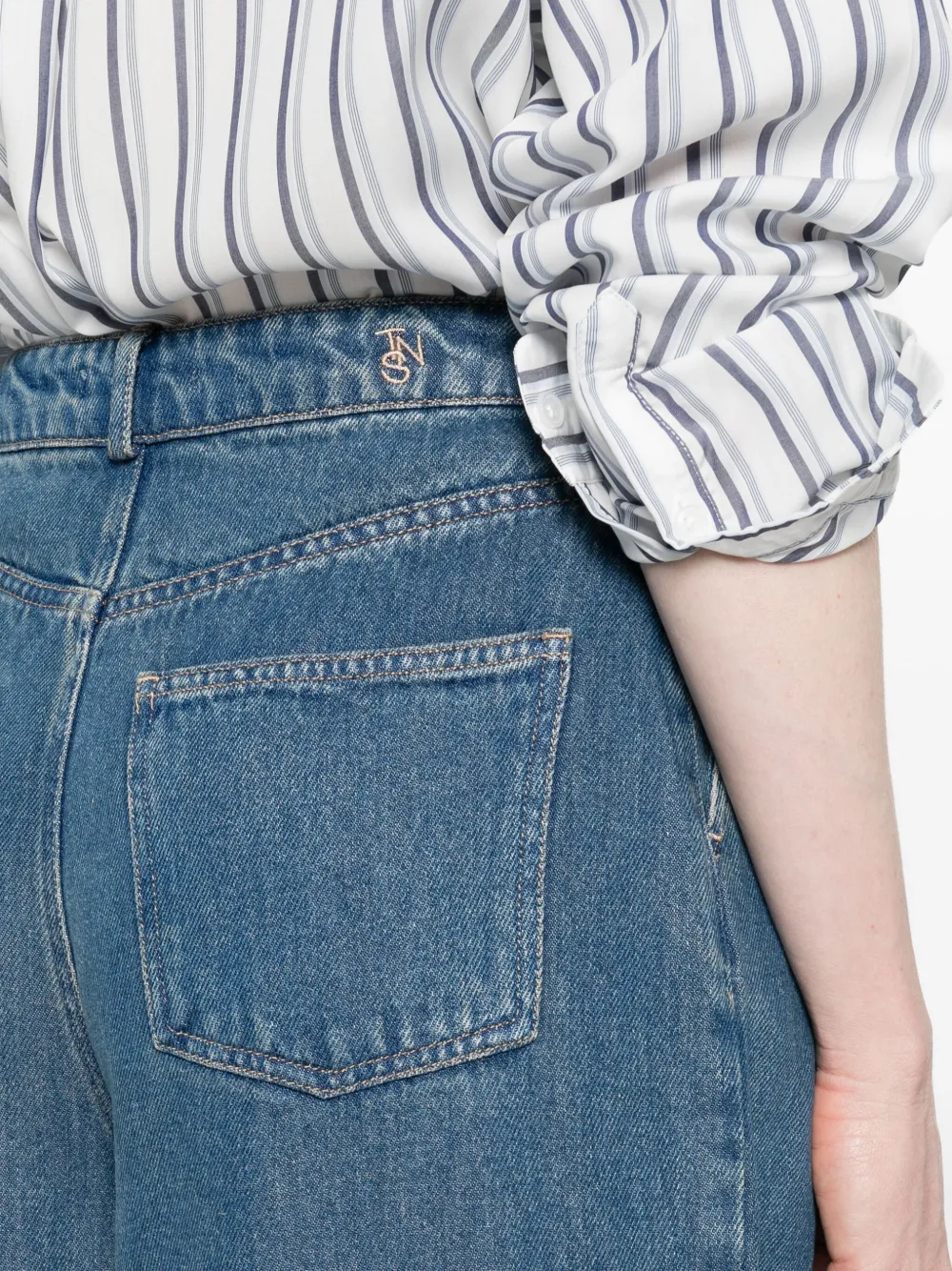 THE NEW SOCIETY Jeans met wijde pijpen Blauw