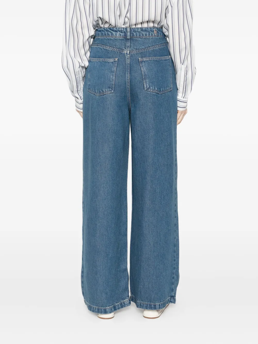 THE NEW SOCIETY Jeans met wijde pijpen Blauw
