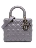 Christian Dior Pre-Owned 2017 Medium Pearlescent Lambskin Cannage Lady Dior satchel - Grey