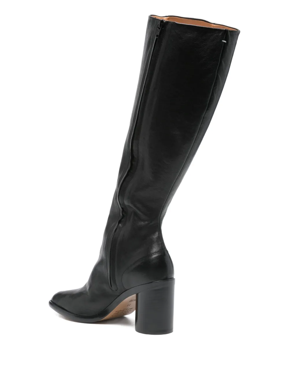 Maison Margiela Knee-high Split-toe Black Leather Boots In Black