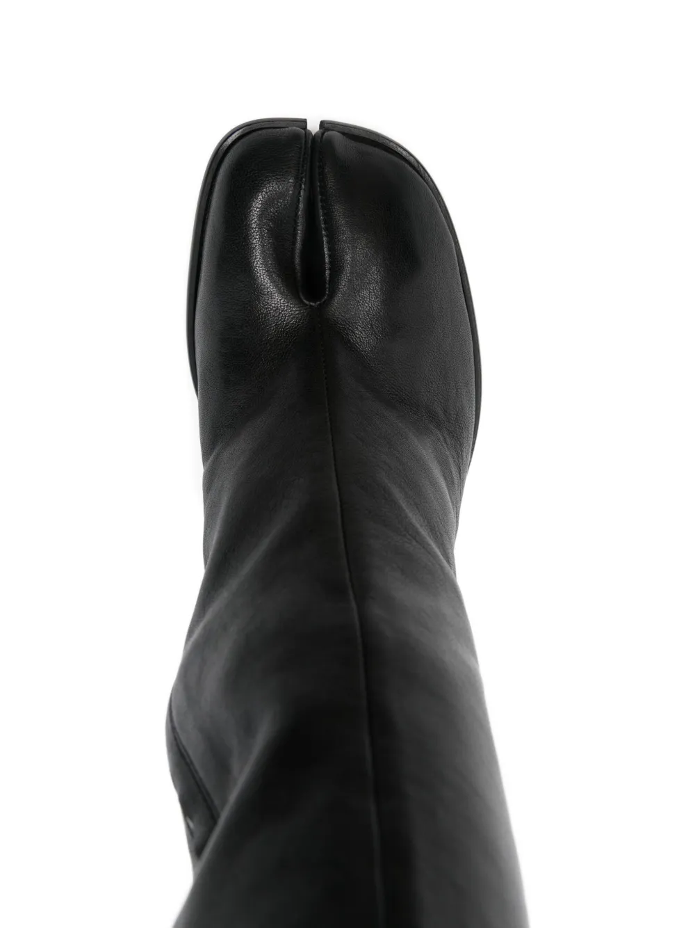 Maison Margiela Knee-high Split-toe Black Leather Boots In Black