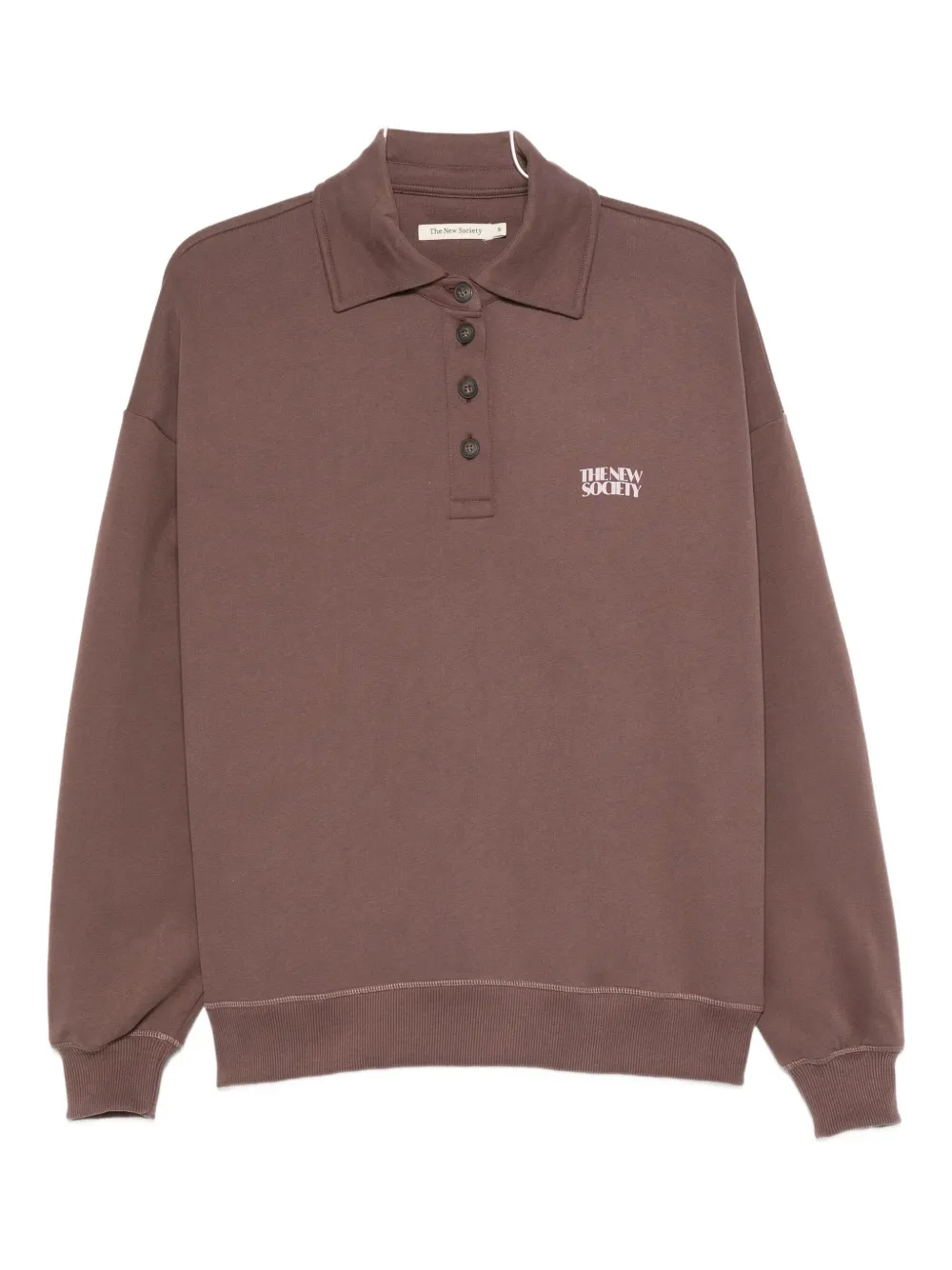 THE NEW SOCIETY logo-print long-sleeve polo shirt | بني | Image 1