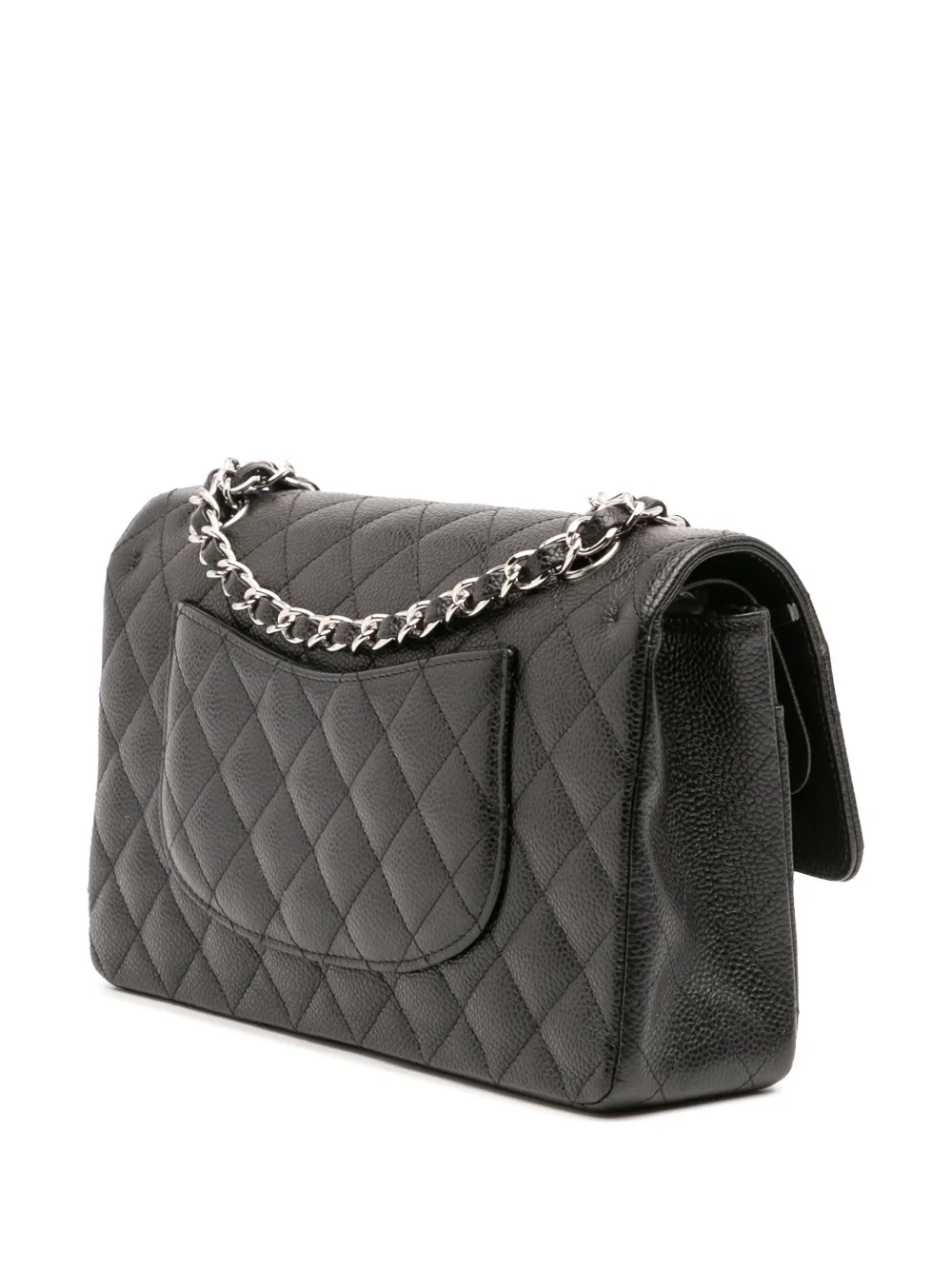 Pre-owned Chanel 2010-2011 Medium Classic Caviar Double Flap Shoulder Bag In Black